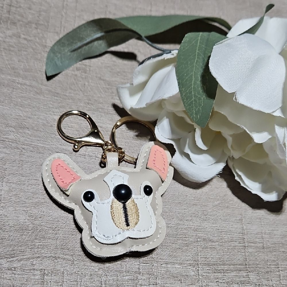 Cute 🎁 Dog Bag Charm Keychain with Gold Clip
